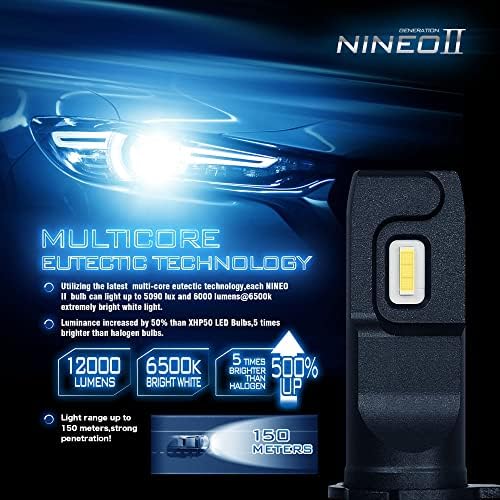 NINEO 9005 9006 נורות LED משולבות, 9005 9006 HB3 HB4 אורות 6500K קריר לבן ערכות המרה בהירות במיוחד כל אחד | 360 מעלות מתכווננת זווית זווית חפיסה להחלפה של 4 של 4